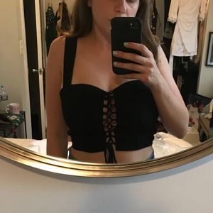 Flynn Skye Black tie up crop tank